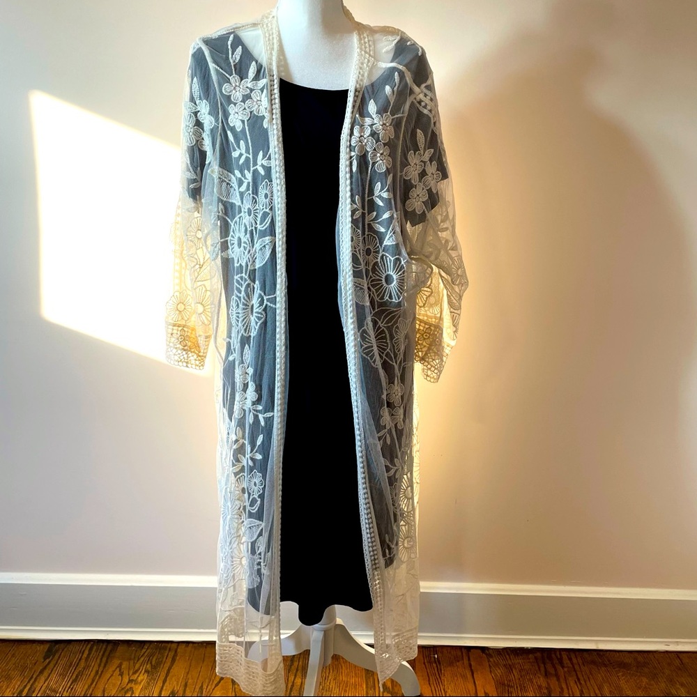 Embroidered Cream Duster Lane Bryant NWT 22/24